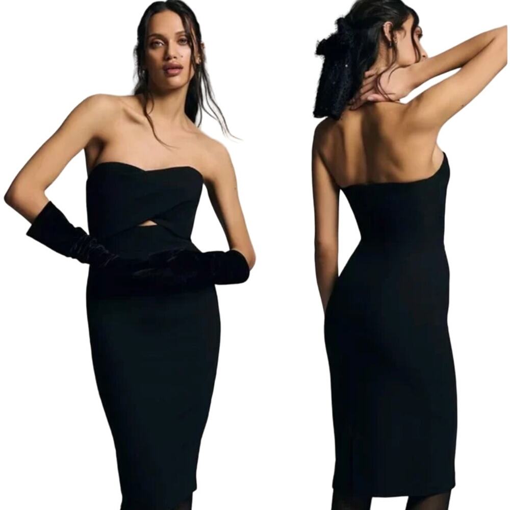 Anthropologie Black Halo‎ Eve Strapless Cutout Mini Dress 10